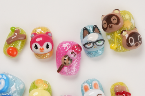 Animal Crossing Press-on Nails, 3D Hand-Painted Game Nails
