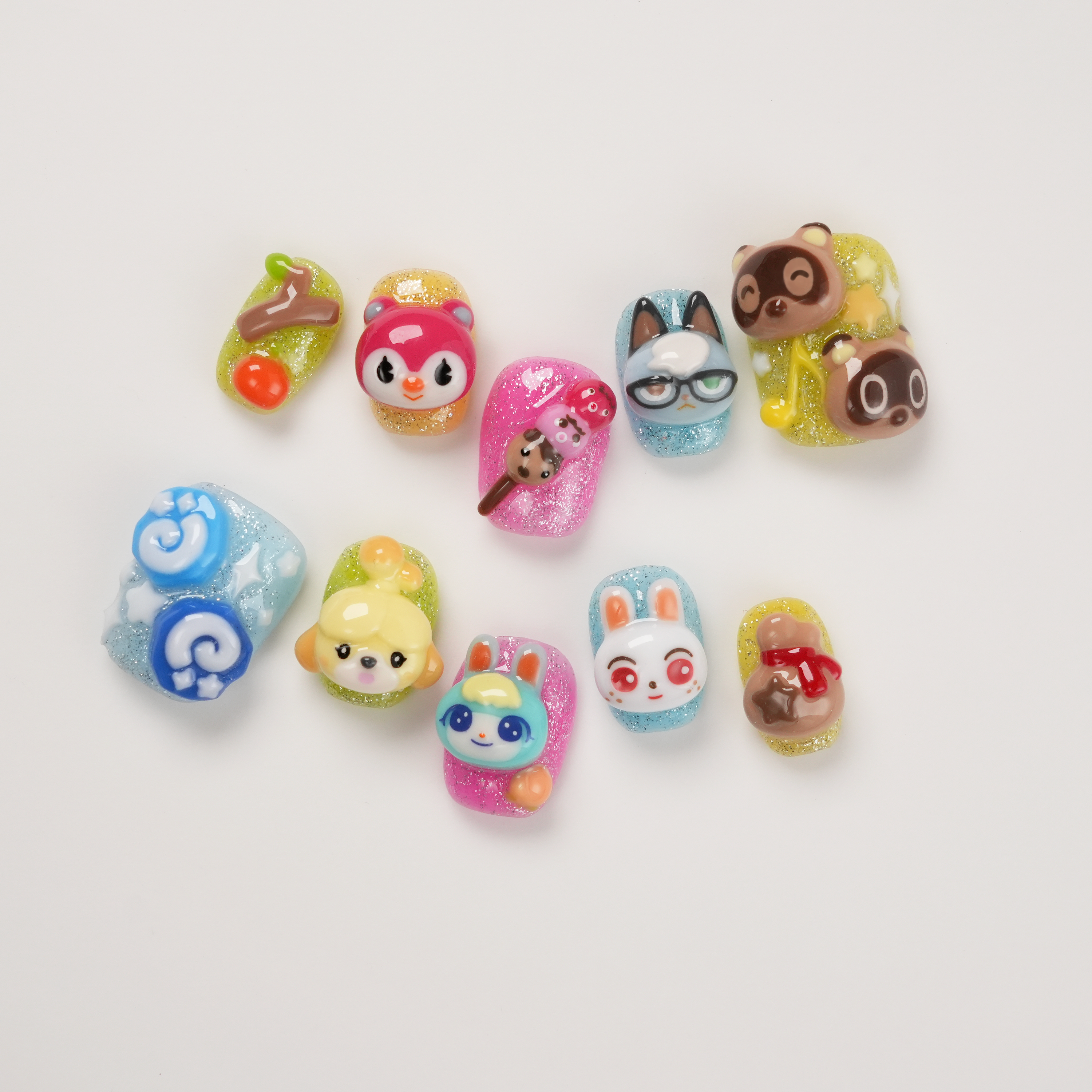 Animal Crossing Press-on Nails, 3D Hand-Painted Game Nails