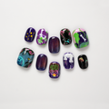 Hand Painted Graffiti Dark Witchcraft Skull and Candles Press-on Nails