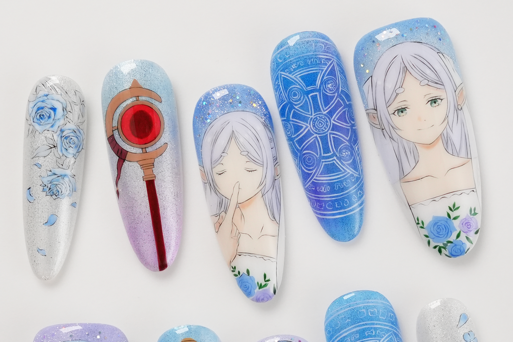 Frieren the Slayer Frieren and Himmel Wedding Hand-painted Press-on Nails